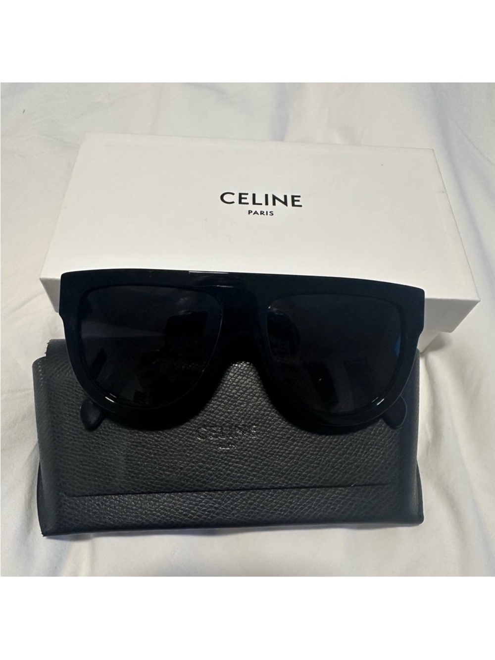 Celine Black Gloss Oversized Shield Sunglasses